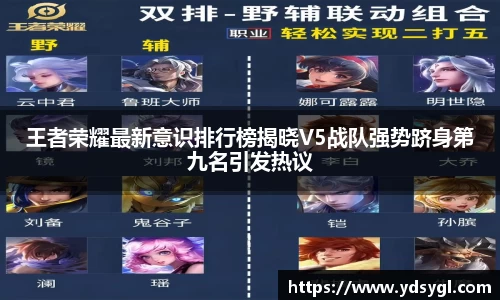 王者荣耀最新意识排行榜揭晓V5战队强势跻身第九名引发热议